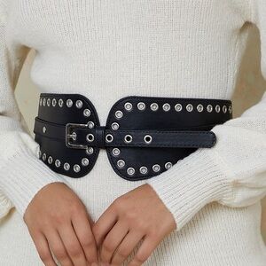 Eyelet Detail Waist Belt with Buckle Closure